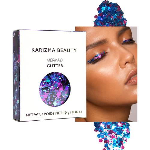 KARIZMA Mermaid Glitter. 10g Chunky Face Glitter, Hair Glitter, Eye Glitter and Body Glitter for Women. Rave Glitter, Festival Accessories, Cosmetic Glitter Makeup. Loose Glitter Set