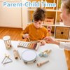Baby Musical Instruments-Montessori Wooden Toys for Toddlers 1-3, 7-Piece Set of Neutral Colors Percussion Instruments Set with Modern Boho Xylophone for Kids Preschool Educational Birthday Gifts 3+