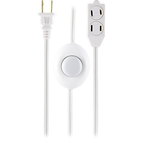 GE Extension Cord with Footswitch 3 Outlet Extension Cord with Multiple Outlets with On Off Switch Perfect for Work from Home Essentials 12ft Power Cord 16 Gauge UL Listed White 39607