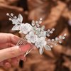 Catery Flower Bride Wedding Hair Comb Bridal Hair Pieces Bride Rhinestones Hair Jewelry Opal Headpieces Bead Side Combs Decorative Hair Accessories for Women and Girls (A-Silver)
