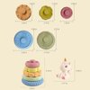 KOESMG Baby Stacking Nesting Toys, Soft Squeeze Building Circle with Pink Horse, Baby Teething Toy Sensory Early Educational Toys for Newborn Toddlers