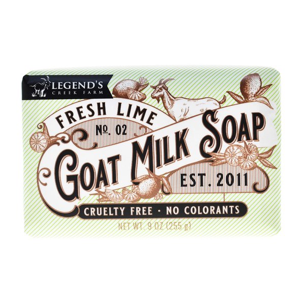 Legend's Creek Farm Goat Milk Soap - Triple Milled Moisturizing Soap Bar for Hands and Body - 9 Oz Creamy Lather, Nourishing, Natural Soap for Sensitive Skin (Fresh Lime, Pack of 1)