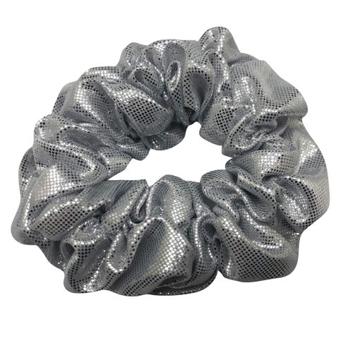 4 Pack Metallic School Performance Hair Scrunchies Slap Bracelet Gilding Ponytail Holder Elastic Hair Bands Scrunchy Hair Ties Hair Accessories for Show/Sleepover Party (Silver)