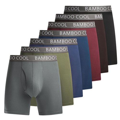 BAMBOO COOL Men’s Underwear Boxer Briefs 7-Pack Breathable and Soft with Fly Underwear for Men