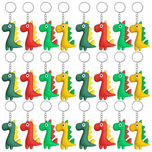 Voopurbic 24 Pcs Dinosaur Keychains Bulk, Cute Mini 3D Shaped Dinosaur Keychains For Toddler Kid Party Favors, Classroom Gifts, Birthday Party Supply Decoration