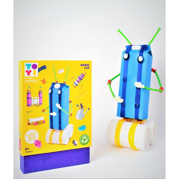Open-Ended Educational Construction Arts and Crafts Building Toy Kit DIY Imaginative Recycling Toy-Making kit for Kids of All Ages Master 128 Pcs Set