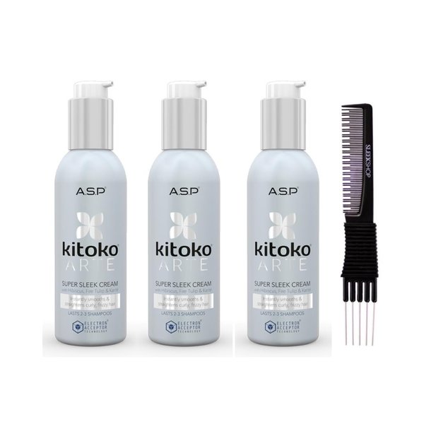 yper Affinage Asp Luxury Kitoko Arte Super Sleek Cream (5.1 oz) with Teasing Comb Pack 3