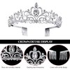 2Pcs Prom Queen Sash and Tiara Set, Tiara Crystal Rhinestones Bridal Crowns for women, Silver Crown with Comb for Little Girls Birthday and Wedding School Graduate Party Accessories（A Silver）