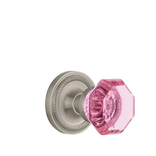 Nostalgic Warehouse Single Dummy Satin Nickel 722600 Rope Rosette Waldorf Pink Door Knob