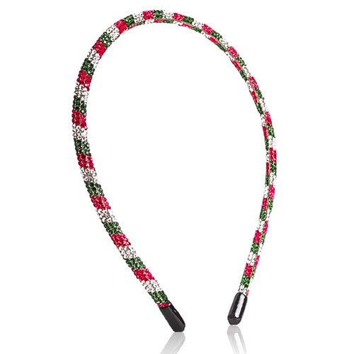 AIDVPOD Christmas Day Headband Glitter Hair Band Colorful Rhinestone Headband - Sparkling Hair Accessory Christmas Day Party Delicate Hair Hoop