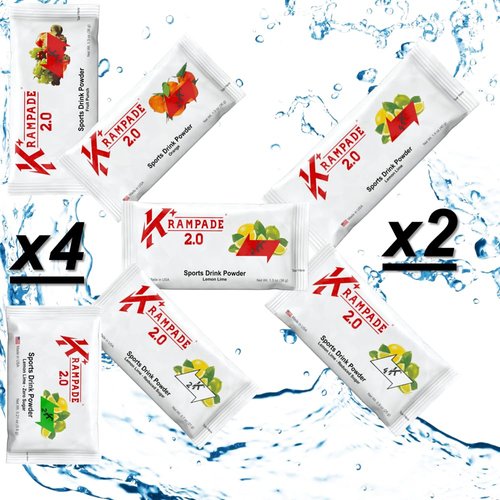 Krampade 2.0: 50 mg Magnesium + 2000 mg Potassium Cramp Relief Electrolyte Drink Powder: Faster Recovery, Slower Fatigue, Optimized Hydration | 24 Single-Serving Packets (Variety Pack)