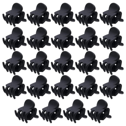 BokWin 24 Pcs Mini Hair Clips,0.6 Inch Matte Black Claw Clips,Small Hair Clamp for Women Kids Girls and Different HairStyles