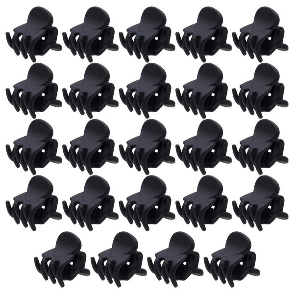 BokWin 24 Pcs Mini Hair Clips,0.6 Inch Matte Black Claw Clips,Small Hair Clamp for Women Kids Girls and Different HairStyles