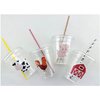 Farm Party Cups, Barnyard Birthday Supplies, Plastic Disposable Cups with Lids and Paper Straws, Set of 12