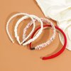 Kivzex 7Pack Fashion Headbands for Women Girls Non Slip Flower Headband Pearl Headbands Cute Head Bands Set for Student Hair Accessories - Red
