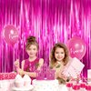 YUKL Hot Pink Curtains Fringe Backdrop Hot Pink Streamers Party Decorations 2Pack 3.3*8.2FT Hot Pink Birthday Decorations Tinsel Backdrop Curtains Party Decorations for Womens Girls Party Decorations