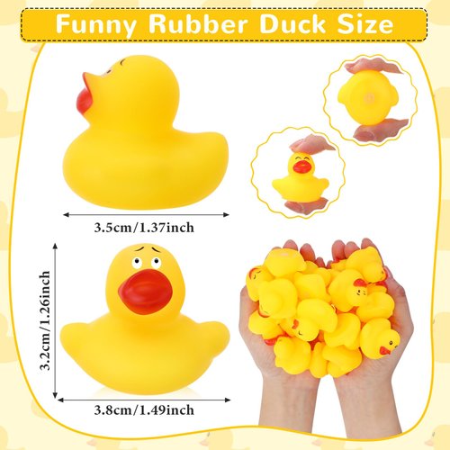 HyDren 100 Pcs Rubber Ducks Mini Ducks Bulk Rubber Ducks for Cruise Ships Bath Toys Baby Shower for Car Bathtub Classroom Exchange Prizes Treat Supplies Goodie Bag Fill(Cute)