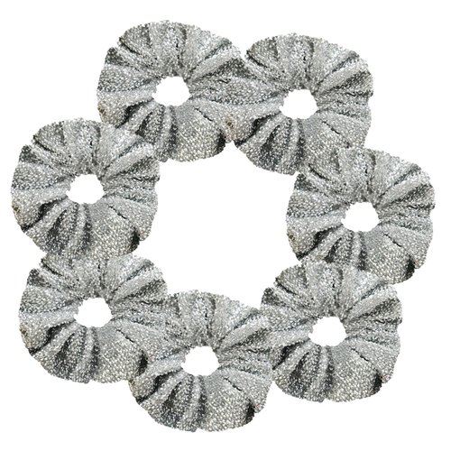 7 Pcs Glitter Cheer Christmas Hair Scrunchies For Thick Hair Santa Claus Scrunchie School Performance/Sports/Practice/Party Scrunchie Ponytail Holder Wrist for Girls Show (Silver)