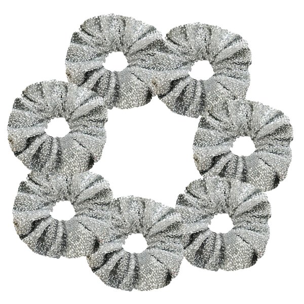 7 Pcs Glitter Cheer Christmas Hair Scrunchies For Thick Hair Santa Claus Scrunchie School Performance/Sports/Practice/Party Scrunchie Ponytail Holder Wrist for Girls Show (Silver)