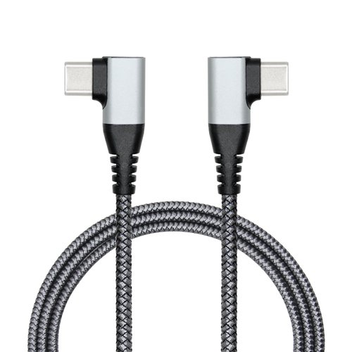 Maixbomr 90 Degree USB C to USB C Cable 1M/3FT, Right Angle 60W PD Type C Fast Charging & Data Transmission Nylon Braided Cable, for Type C Devices Laptop/Tablet/Cell Phone(Gray)