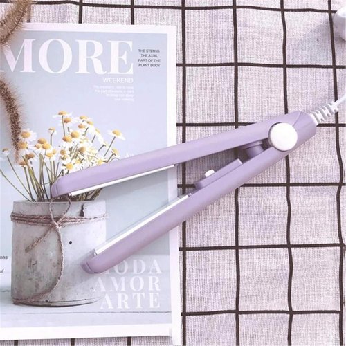 Purple Mini Hair Curler, Ceramic Mini Hair Curler for Short Hair Fine Hair, Small Curling 2 in 1 Mini Ceramic Curler and Hair Straightener, Mini Curling Iron 1/2 Inch Barrel Short Hair Irons