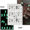 Luminous Halloween Nail Art Stickers Glow in Dark Spider Ghost Skull Nail Decals 3D Self-Adhesive White Skeleton Bone Spooky Nail Stickers Halloween Charms Supplies DIY Nail Decorations 8Sheets