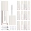 DupakSYS 12pcs 2.5ml Empty Lip Gloss Tubes with Wand Cute Lip Gloss Containers Refillable Cosmetic Lip Balm Tubes Lip Gloss Supplies Kit + 2pcs Syringes (White)