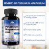 Potassium Magnesium Supplement 1000mg, Magnesium Potassium Zinc Aspartate Support Vascular, Bone, Heart, Muscle & Nerve Health, Non-GMO, Vegan, (120 Capsules)