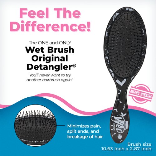 Wet Brush Original Detangler Hair Brush, Hipster Sketch - Ultra-Soft IntelliFlex Bristles - Detangling Brush Glide Through Tangles With Ease For All Hair Types - For Women, Men, Wet & Dry Hair