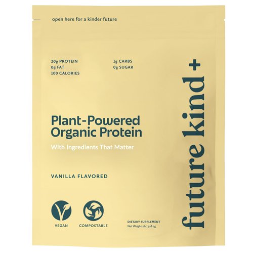 Future Kind Vegan, Vanilla (34srv) - Whey Free Protein Powder for Men and Women Pea Plant Protein for Lean Muscle - Sugar-Free, Soy-Free Non Dairy, w/Iron and Fiber