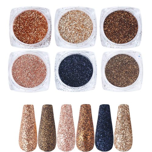Holographic Nail Powder Nail Art Glitter Supplies 3D Ultra-Thin Mermaid Chameleon Glitter Dust for Acrylic Nail Art Gel Polish Dip Powder Kit Nail Decorations Designs Manicure Pigment (6 Colors)