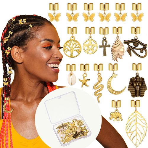 WILLBOND 18 Pieces Butterfly Hair Jewelry for Braids Gold Braid Hair Clips Dreadlock Braid Charms Accessories