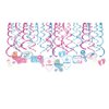 Kristin Paradise 30Ct Gender Reveal Hanging Swirl Decorations - Boy or Girl Party Supplies - Baby Revealing Theme Decor Ideas - He or She Favors Kit