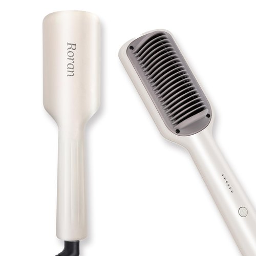 Hair Straightener Brush - 2 in 1 Hair Iron, Anti-Scald Hair Straightening Comb for Women, Smoothing and Styling Tools, Fast Heating Ceramic Flat Iron Comb