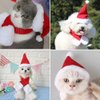 YUJUN 2PCS Cat Christmas Costume Christmas Pet Santa Hat with Scarf Outfit for Puppy Kitten Christmas Party Costume Supplies