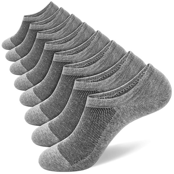 SIXDAYSOX No Show Mens Socks Non Slip 8 Pack Breathable Ondo Low Cut Socks Women Invisible Cotton Socks Size 9-11