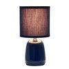 Simple Designs LT1134-NAV 10.04" Tall Traditional Ceramic Thimble Base Bedside Table Desk Lamp w Matching Fabric Shade for Home Decor, Nightstand, Bedroom, Living Room, Entryway, Office, Navy
