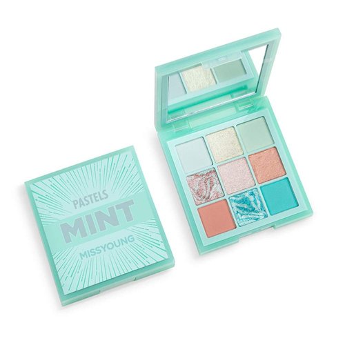 Yinrunx 9 Colors Eyeshadow Palette Portable Matte Shimmer Long-lasting Eye Shadow Daily Makeup Pallet Set Mint Pastels Lilac Eyeshadow for Girls