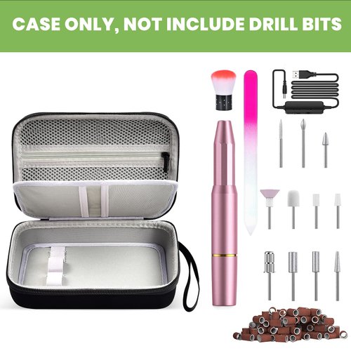 Nail Drill Kit Case, Acrylic Nail Drill Bits Holder Container, Electric Nail Drill Kit Organizer Storage Bag Only