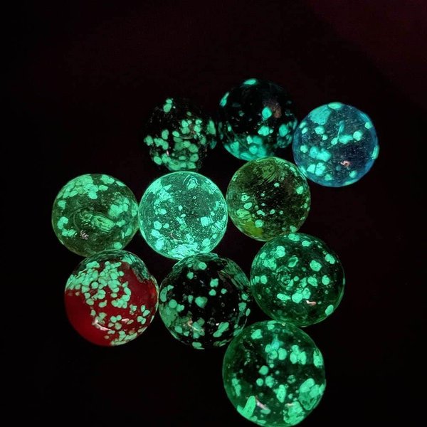 10Pcs Glass Marbles Glow in The Dark Multi-Color Luminous Marbles Marble Games and DIY Home Decoration Marble Runs Learning and Education (0.47 inch) (Transparent)