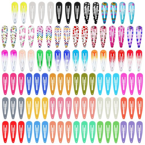 CYBAUG 100 Pcs Hair Clips for Girls, 2 Inch No Slip Metal Snap Clips Barrettes for Women Teens Girls Kids，Cute Candy Color Hair Accessories for Birthday Party Christmas Gift(40 Styles)