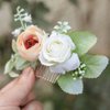 Fangsen Silver Wedding White Rose Hair Comb Ivory Flower Hair Accessory for bridals and bridesmaids