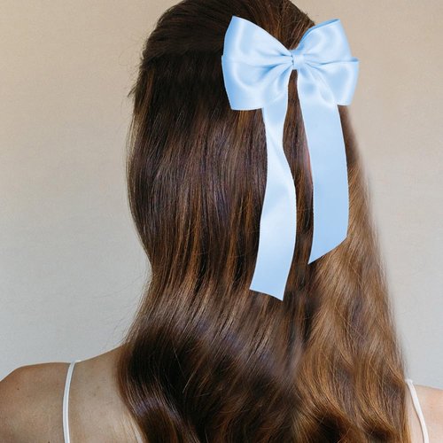 Bmobuo Hair Bows for Women Hair Ribbons Clips Satin Soft Ribbons Hair Clips Hair Barrettes Coquette Bows Balletcore Aesthetics Blue Bows Black Bows White Bows Clips 3PCS