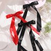 VOBOBE 4PCS Hair Bows for Women Girls, Black Red Satin Tassel Hair Ribbon Bowknot Hair Clips Barrettes for Girl with Small Long Tail Hair Accessories (Black+Red)