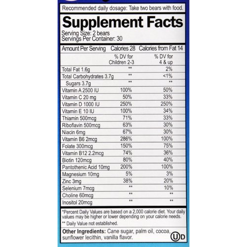 Yum V's Multi-V plus Multi-Mineral Formula Milk Chocolate - 60 Bears