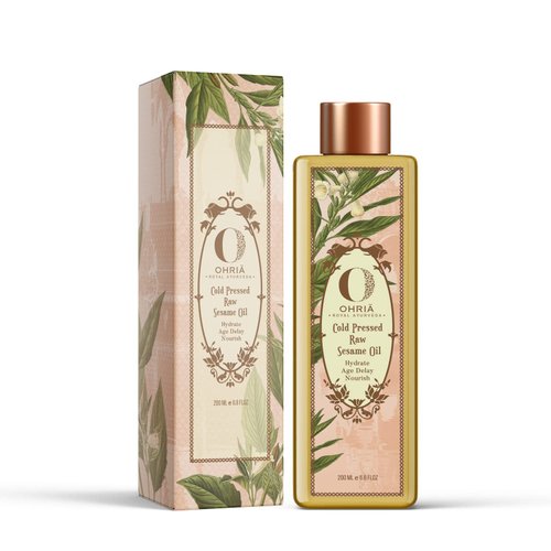 Ohria Ayurveda Cold Pressed Raw Sesame Hair Oil, 6.76 Fl Oz