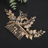 Rumtock Vintage Gold Leaves Ball Beads Hair Comb Side Headpiece for Wedding Brides Women Girls Banquet Festival Jewelry (Gold)