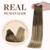 GOO GOO Clip in Hair Extensions Real Human Hair, 16inch 130g 7Pcs, 3/8/613 Balayage Walnut Brown to Ash Brown and Bleach Blonde, Remy Human Hair Extensions Clip ins for Women, Natural Human Hair
