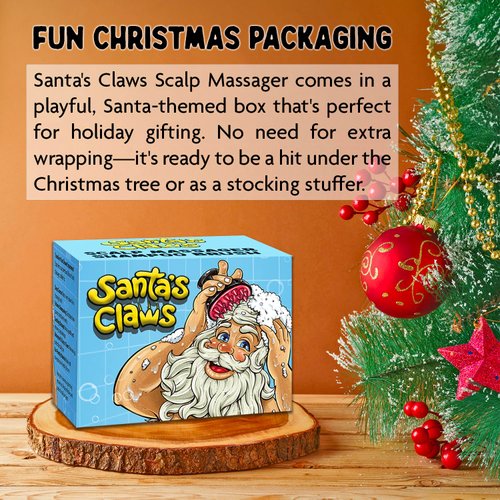 Santa's Claws Scalp Massager Hair Growth Brush - Christmas Stocking Stuffers for Women, Funny Christmas Gift Box, White Elephant Exchange Ideas, Mom Gifts for Her Hair Growth Head Massager