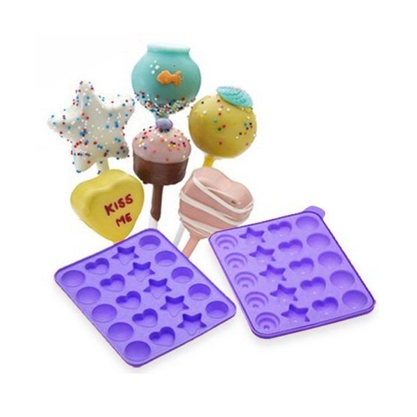 Cake Pops Shapes Instant Silicone Baking Pan Set, Multicolored